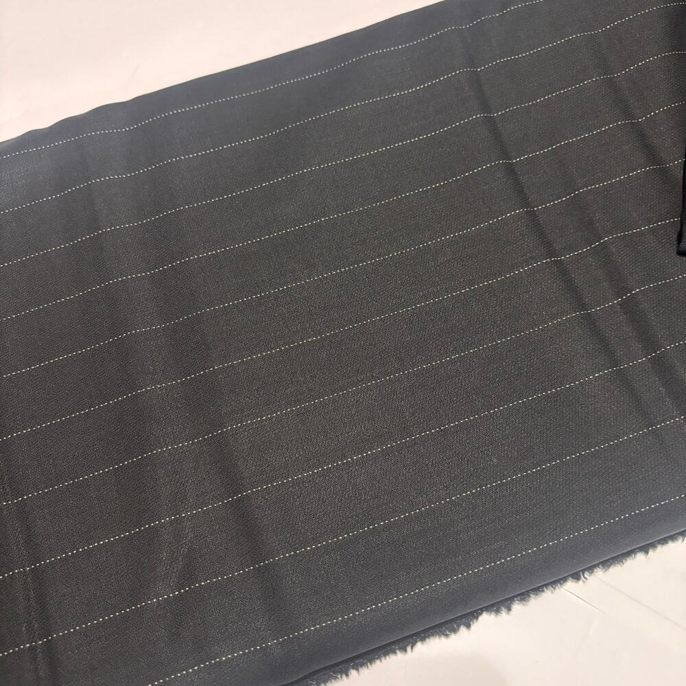 Black White Pinstripe Wool Fabric 60" Wide 3.75 Yards Suiting Tailoring